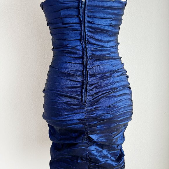 VINTAGE BLUE SHIMMER RUFFLE MINI‎ DRESS - Picture 6 of 6